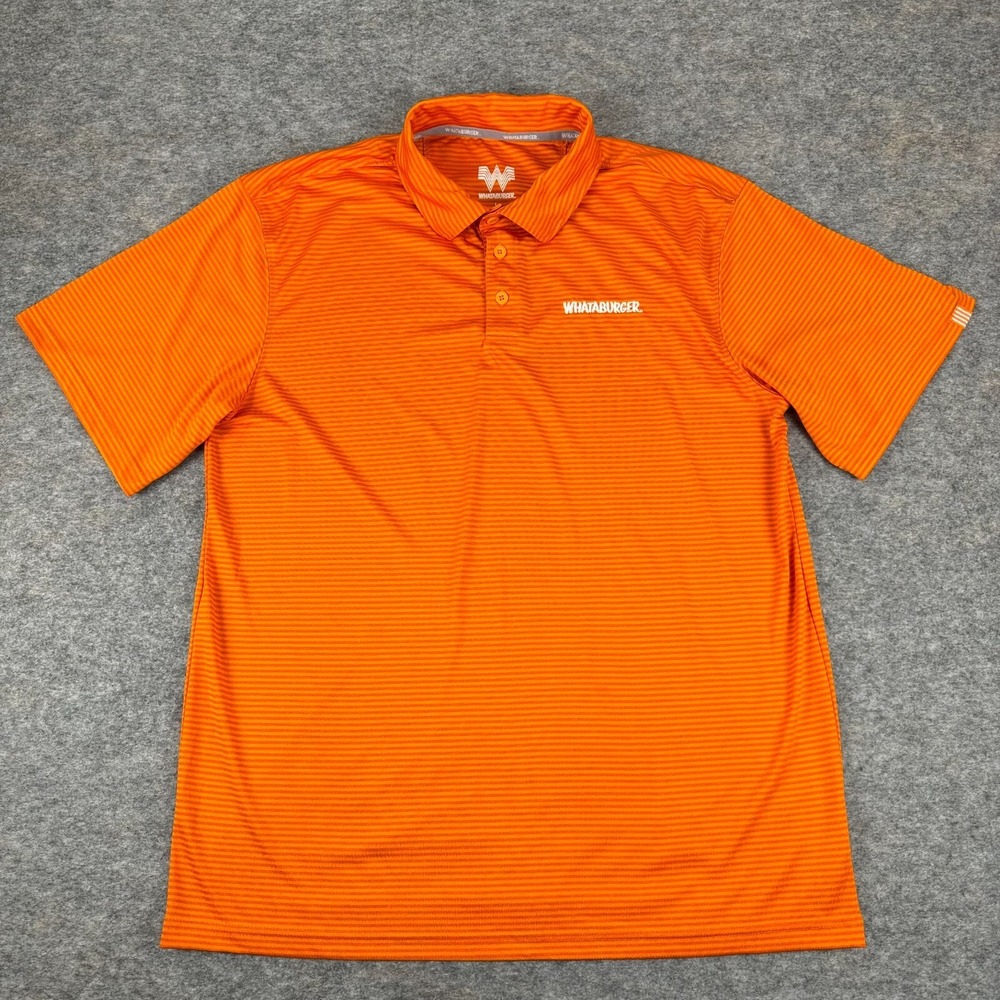 Whataburger Polo Shirt Orange Striped Mens Large‎ L
